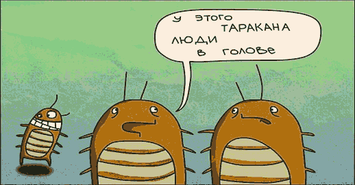 у этого таракана, люди в голове