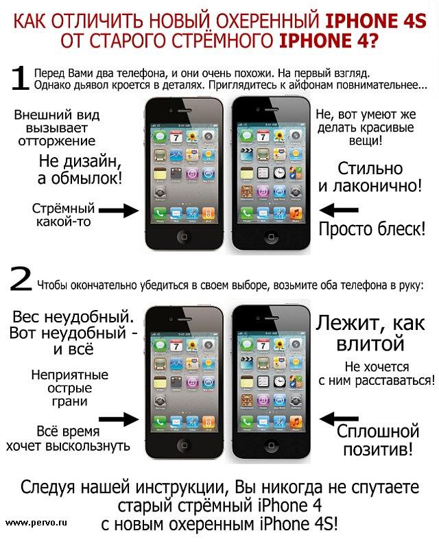 Как отличить новый охрененный iPhone 4S от старого стрёмного iPhone 4
