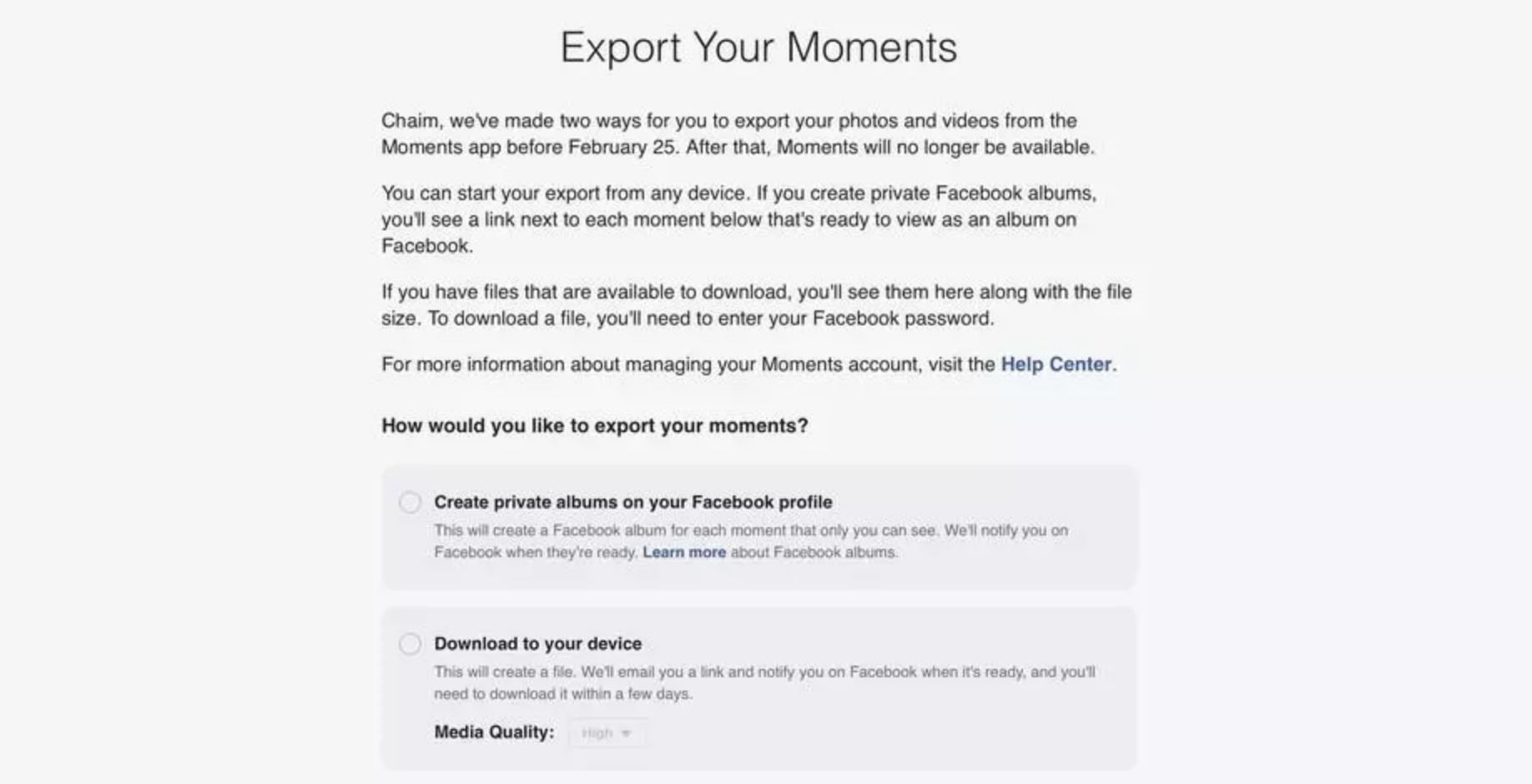 Facebook закрывает сервис для фотографий Moments