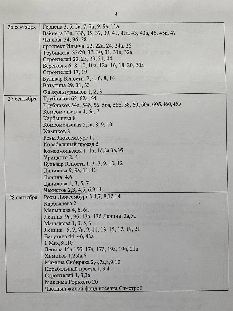 График подключения тепла в Первоуральске. Адреса